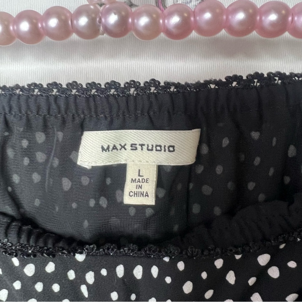 Max Studio skirt stretchy polka dot Black and White Dotted Midi Skirt - Picture 4 of 5
